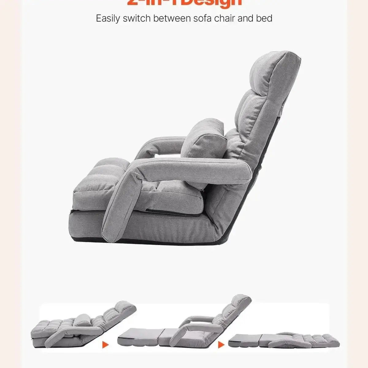 Floor Chair Folding Lounger For Gaming And Reading With 5